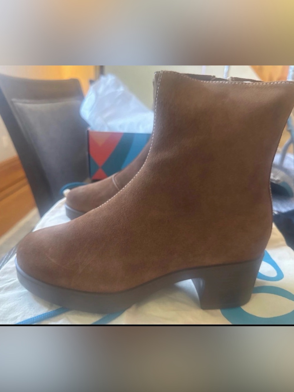 Lazo Women's Suede Ankle Heeled Boots — Brown